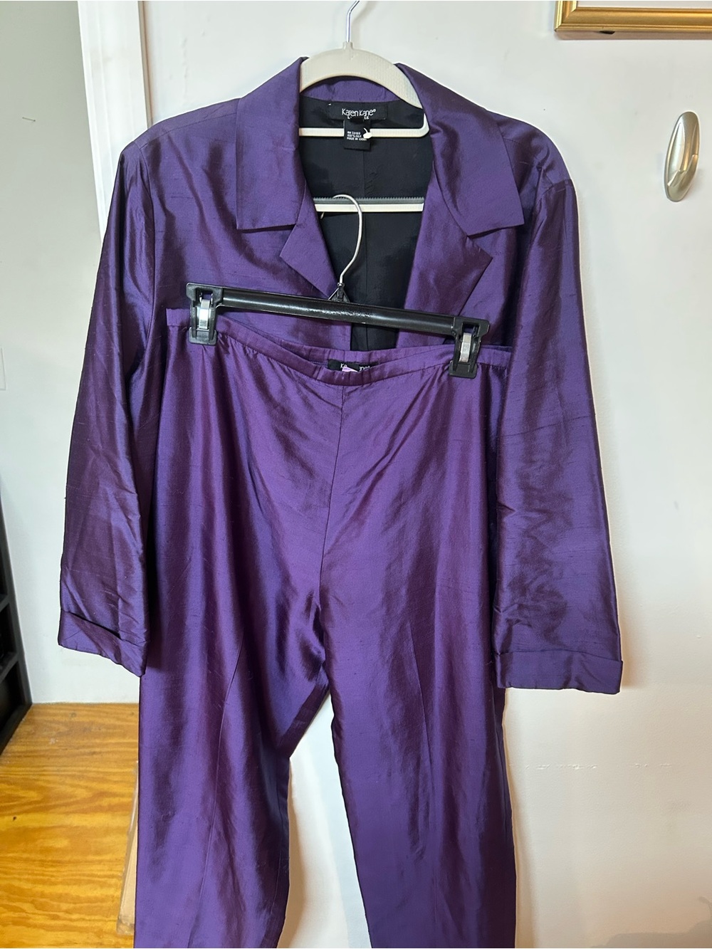 Karen Kane Deep Purple Silk Two-Piece Pantsuit
